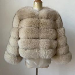 KEJINYUAN – manteau d'hiver en fausse fourrure pour femme, manteau en vrai renard, veste naturelle, chaud, débardeur en cuir, 231122