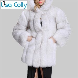 Fourpe femme Faux Lisa Colly Fashion Femmes Auteur d'hiver automne manches longues à manches extérieures à manches extérieures avec une veste cagoule S4xl 220927