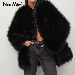 Femmes fourrure fausse marque de luxe mode hiver moelleux fourrure solide noir Long manteau veste femmes épais chaud grande taille Shaggy pardessus 231018