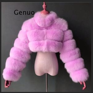 Abrigos de visón de lujo de piel sintética para mujer, Top de invierno, abrigo de imitación rosa a la moda, ropa de abrigo gruesa y cálida elegante, chaqueta de mujer falsa 230828