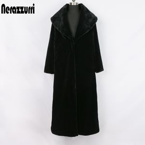 Femmes fourrure Faux Nerazzurri Long noir manteau d'hiver femmes manches grande taille élégant moelleux cisaillé vison pardessus 6xl 7xl 220927