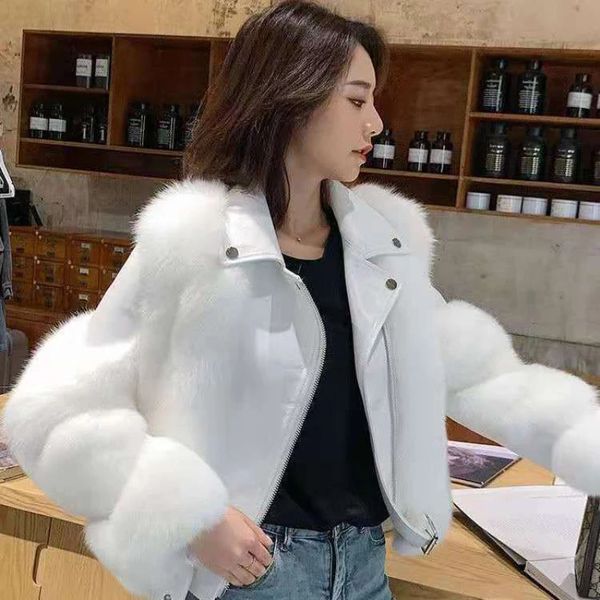 Femmes Fourrure Faux Réel Manteau Femme Femmes Hiver Mode Fluffy Faux Renard Naturel Dames À Manches Longues Veste Chaude Survêtement G943 231202