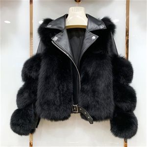 Femmes fourrure Faux vrais manteaux avec cuir de peau de mouton véritable peau de mouton naturelle veste Outwear luxe femmes hiver 220930