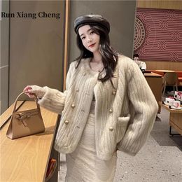 Femmes fourrure fausse course XIANG CHENG automne hiver Double boutonnage Imitation vison manteau Composite 230922