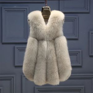 Chalecos de piel sintética para mujer, abrigo de invierno, chaqueta sin mangas de gran tamaño, chaleco cálido para mujer, moda informal Artificial 231017