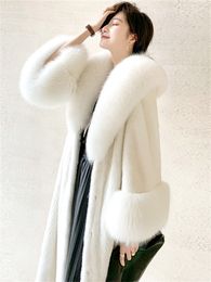 Femmes fourrure Faux blanc vison manteau femmes longue lumière luxe tempérament épais chaleur vestes hiver coréen Chic vêtements 220927