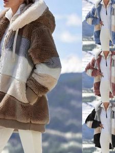 Manteau d'hiver en fausse fourrure pour femme, surdimensionné, Long, ours en peluche, chaud, épais, polaire, veste, manches, haut, 230904