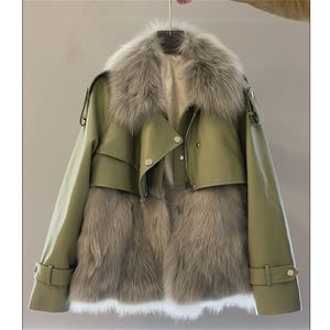 Manteau d'hiver en fausse fourrure pour femme, couture courte, peau de mouton, moto, veste coréenne en coton, Parka féminine, 220930