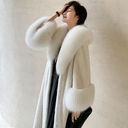 Femmes fourrure fausse fourrure d'hiver long manteau de vison col décontracté chaud coupe-vent 230904