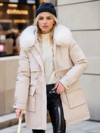 Femmes fourrure fausse veste d'hiver femmes Parka grand col à capuche épais chaud Long manteau amovible veste décontractée en coton Parkas 230928