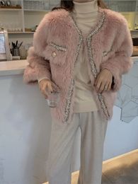 Abrigo de lana esquilada de oveja toscana de piel sintética para mujer, corderos femeninos, corte corto Real, casacos de inverno feminino 221122