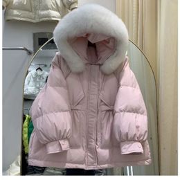 Femmes fourrure fausse hiver femmes doudoune vêtements femme col réel vêtements d'extérieur à capuche Parkas manteau bouffant blanc canard veste 231018