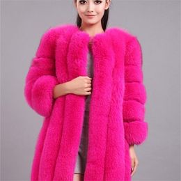 Femmes Fourrure Fausse ZADORIN S4XL Hiver Luxe Manteau Mince Longue Rose Rouge Bleu Veste Femmes Faux Manteaux Manteau Fourrure 220926