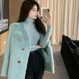 Pelaje para mujer xpqbb fashion faux Coat otoño invierno chaqueta alta calidad damas coreana elegante espesa espesa esponjosa abrigo esponjoso
