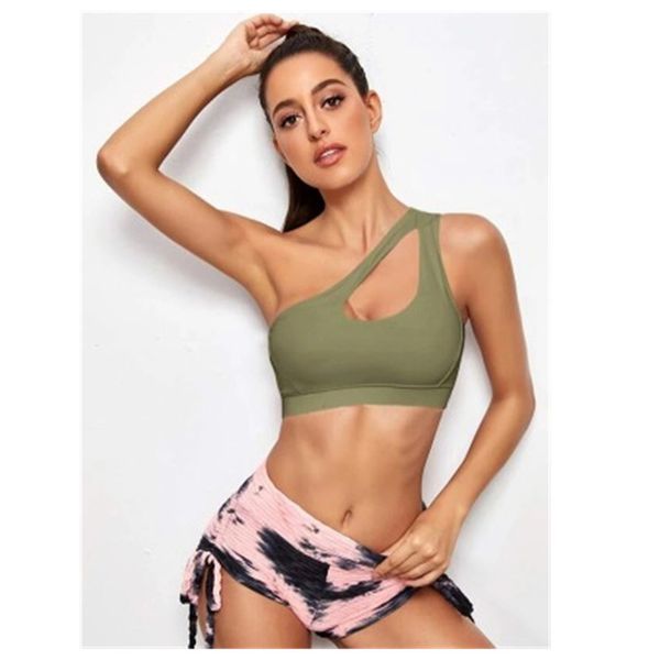 Femmes Gather Yoga Vest Tee T-shirts Tendance De La Mode Solide Couleur Antichoc Soutien-Gorge Court Tees Tops Femme Sexy Dos Running Fitness Skinny Tshirt