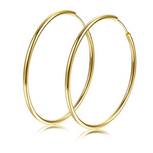 Womens Girls Smooth Hoop Oorbellen 18K Geel Goud Gevuld Groot Grote Cirkel Huggies Oorbellen (40mm Diameter)