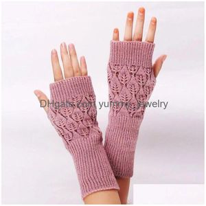 Dameshandschoenen Acryl Holle Halve Vinger Mitten Gebreide Arm Mouw Er Open Vingerloze Winter Polswarmer Drop Delivery Dhg0Y