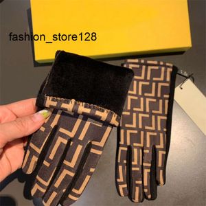 Dameshandschoenen Designer Leer Vijf Vingers Handschoen Herenmode Handschoenen Pluche Touchscreen Schapenvacht Luxe Handschuhe Winter Warme Handschoen R2LN