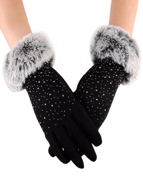 Guantes de mujer con dedos completos de piel sintética gruesos de invierno cálidos de Cachemira con taladro para mujer guantes cálidos para deportes al aire libre YL57758123
