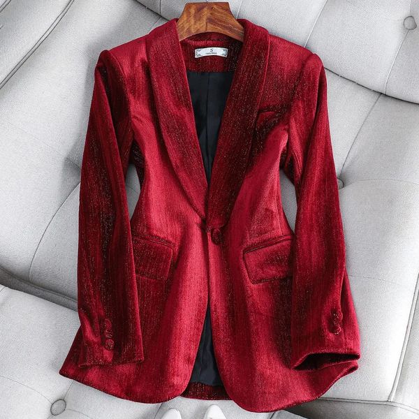 Blazer Blazer Blazer Office Gold Womens Lady Spring Automne Amosphère étrangère Blazers Red Ol Professional Wear Blazers 240407