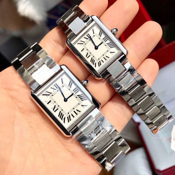 Relojes de oro para mujeres AAA Rectangular Quartz Watch Montre de Luxe Diseñador Muñecos de pulsera Dhgater Lady Strip de acero cepillado y cuero de ternero Never Fade Montre Homme