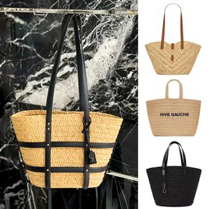 Bolso de mano para mujer Moda de calidad de lujo Tote de playa Bolsos de cesta de cosas para hombre Rive Gauche Bolso de hombro tejido Cross body lino diseñador dama baguette Bolso de mano para axilas