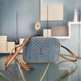 Dameshandtas met kraag kettingtas onderarm schouder Icare Maxi tas handtas luxe ontwerper Femina Clutch dames gewassen denim lichtblauwe handtas crossbody tas