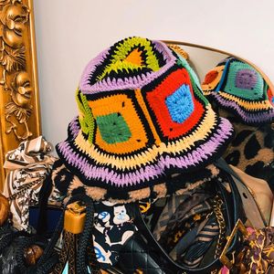 Sombreros de cubo de crochet hechos a mano para mujer Y2K Fashion Summer Beach Sombrero Corea Hueco Hat 240507
