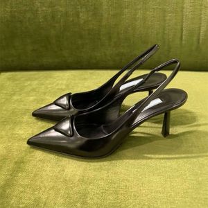 Dames hoge hak puntige schoenen klassiek P driehoek teken wit/zwart/roze 3cm/7cm zomer echt leer ontwerper luxe trouwschoenen maat 35-40