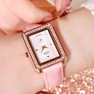 Dames van hoge kwaliteit diamant vierkant mode casual waterdichte riem kwarts horloge z8