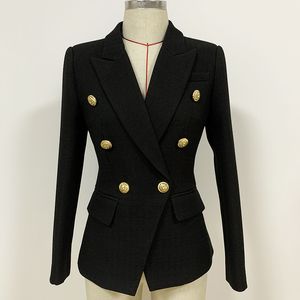 Womens HIGH STREET est Baroque Designer Blazer Womens Classic Lion Buttons Double Breasted Slim Fit Texturé Blazer Jacket