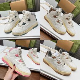 Hoge damessneakers met Distressed Effect In elkaar grijpende G-veters Sneakers basketbal geïnspireerd silhouet Witte geperforeerde stof Heren sportschoenen met doos