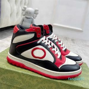 DAMES HOGE TOP SNEAKER Roze lederen bekleding In elkaar grijpende borduurwerk Rubberen zool Designer Damessportschoenen Mode Retro Casual