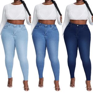 Femmes taille haute grande taille jean mode Stretch maigre Denim crayon pantalon décontracté femme pantalon XL-4XL livraison directe 240319