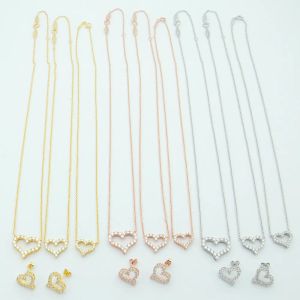 Dames holle hart van diamanten volledige boring ketting ontwerper sieraden kettingegold sier rose volledig merk als bruiloft kerstcadeau