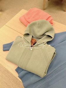 Sweats à Capuche Femme Automne et Hiver loro piana Cardigans en Tricot à Capuche Bleu Vert Rose