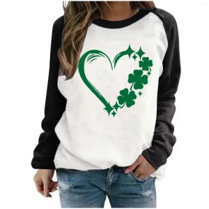 Sweats à capuche pour femmes Sweatshirts 2024 Polaire d'hiver épaissie chaude à capuche St. Patricks Day Shamrock Raglan manches femmes col rond Sweatshir Dhrhq