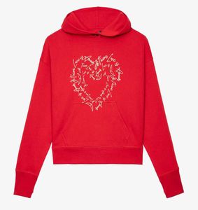 Dames hoodies sweatshirts 24SS Zadig Voltaire nieuwe trendy ontwerper katoenkapus sweatshirt casual klassieke letter patchwork love hot diamant binnen voering fleece r