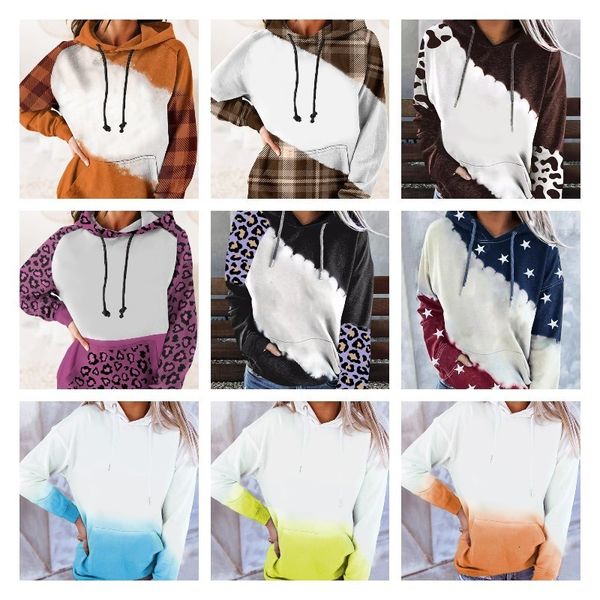 Sudaderas con capucha para mujer Sudaderas 3D Tie Dye Pullover Mujer Hombre Sudaderas con capucha de talla grande Subl Sudaderas con capucha de poliéster en blanco para imagen de impresión personalizada, etc. 230705