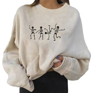 Dames hoodies sweatshirts 90s indie kleding sweatshirt crewneck lange mouw schedel dans print mode hoodies dames vintage stijl Halloween sweatshirts 230113