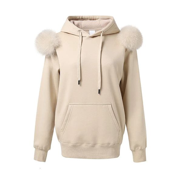 Sweats à capuche pour femmes Sweatshirts Arrivée Automne Hiver Sweat à capuche Femmes Pull en polaire avec capuche Real Fox Fur Lady Manteau Vestes S5185 231115