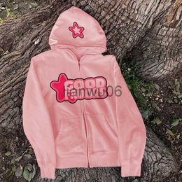 Sudaderas con capucha para mujer BiggOrange Loose Letter Print Zip Hoodie Mujeres 2022 Primavera Otoño Retro Harajuku Sudadera coreana de gran tamaño Y2k Zip Up Hood J230718