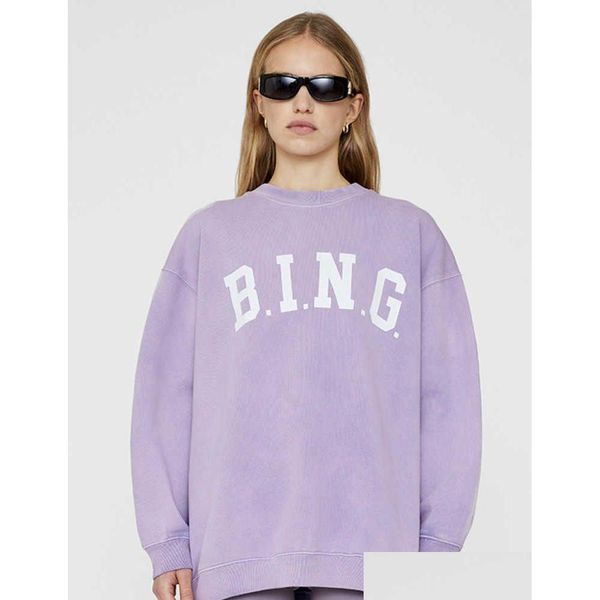 Sweats à capuche pour femmes bing 2023SS Sweatshirt femmes Designer AB lavage lavender violet lâche Plèce de mode Plover Hoodie High Qu Otot4