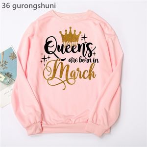 Sweats à capuche pour femmes sweat-shirts cadeau d'anniversaire rose femmes vêtements couronne d'or reine sont nées en janvier à décembre sweat-shirt imprimé graphique Femme 2302273ZZG