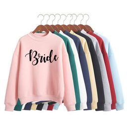Dames hoodies sweatshirts bruid print vrouwen vrijgezellen bruiloftsfeest sweatshirt Korean oneck pullover dikke herfst vrouwen DW375 230301
