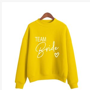 Femmes Hoodies Sweats MARIÉE Imprimé Sweat Doux Col Rond Pull Épais Automne Mariée Équipe G003 230227