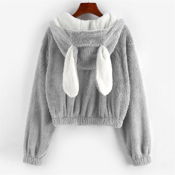 Sweats à capuche pour femmes Sweatshirts Bunny Oreilles Hoodie Femmes Hiver à manches longues Faux Fur Sweeties Kawaii Sweatshirt surdimensionné en vrac surdimension