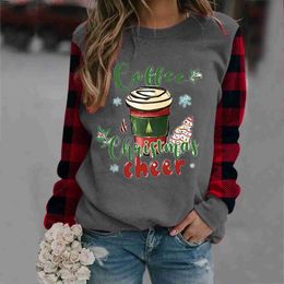 Hoodies voor dames Sweatshirts Kerstsweatshirts voor dames Noel Navidad Kerstpatroon Letter Koffieprint Warme hoodies Dagelijks thuis Buiten Grafisch TopsL23101