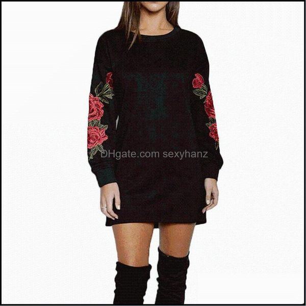 Sudaderas con capucha para mujer Sudaderas Ropa Ropa Otoño Manga larga Bordado floral Mujeres Chorlitos Blanco y negro Tallas grandes S-5XL Alta calidad