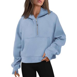 Dames hoodies sweatshirts half zip bijgesneden lange mouw fleece kwart pullover herfst outfits kleding 230817 goedkope mac ffshorts